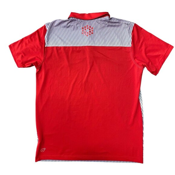 PumaDry Cell Golf Polo Mens Medium Performance PWRCool Red Blue Striped - Picture 3 of 7